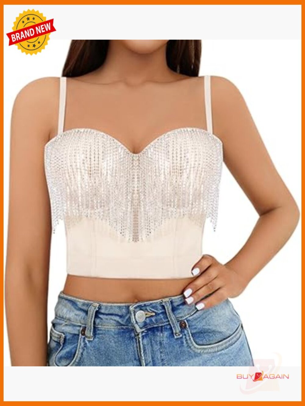 Rhinestone Feather Bustier Corset Top Push Up Tank Clubwear Party Sexy